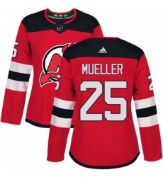 Women's Adidas New Jersey Devils #25 Mirco Mueller Authentic Red Home NHL Jersey