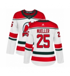 Women's Adidas New Jersey Devils #25 Mirco Mueller Authentic White Alternate NHL Jersey