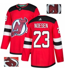Men's Adidas New Jersey Devils #23 Stefan Noesen Authentic Red Fashion Gold NHL Jersey