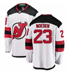 Men's New Jersey Devils #23 Stefan Noesen Fanatics Branded White Away Breakaway NHL Jersey