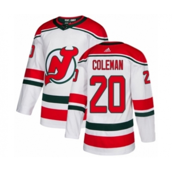Men's Adidas New Jersey Devils #20 Blake Coleman Authentic White Alternate NHL Jersey Men's Adidas New Jersey Devils #20 Blake Coleman Authentic White Alternate NHL Jersey