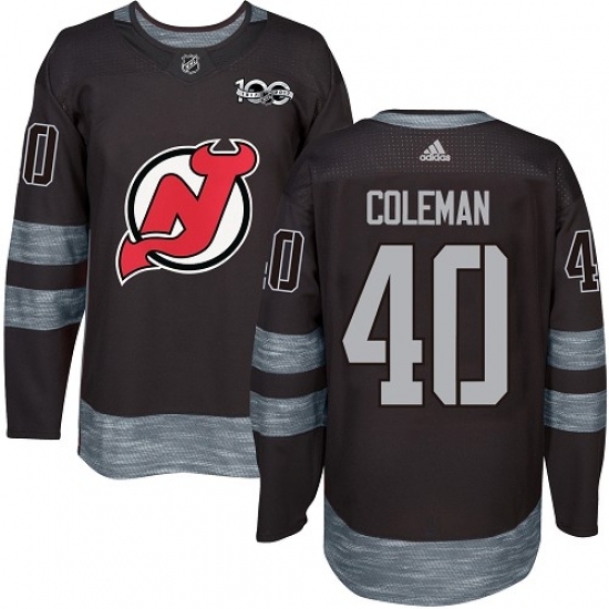 Men's Adidas New Jersey Devils #40 Blake Coleman Authentic Black 1917-2017 100th Anniversary NHL Jersey Men's Adidas New Jersey Devils #40 Blake Coleman Authentic Black 1917-2017 100th Anniversary NHL Jersey