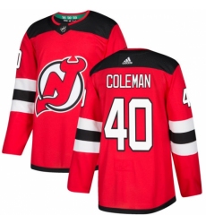 Men's Adidas New Jersey Devils #40 Blake Coleman Authentic Red Home NHL Jersey