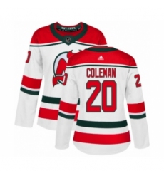 Women's Adidas New Jersey Devils #20 Blake Coleman Authentic White Alternate NHL Jersey