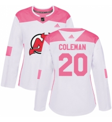 Women's Adidas New Jersey Devils #20 Blake Coleman Authentic White Pink Fashion NHL Jersey Women's Adidas New Jersey Devils #20 Blake Coleman Authentic White Pink Fashion NHL Jersey