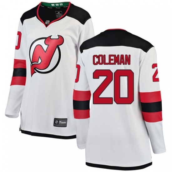Women's New Jersey Devils #20 Blake Coleman Fanatics Branded White Away Breakaway NHL Jersey Women's New Jersey Devils #20 Blake Coleman Fanatics Branded White Away Breakaway NHL Jersey