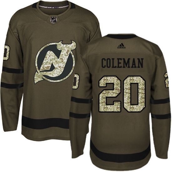 Youth Adidas New Jersey Devils #20 Blake Coleman Authentic Green Salute to Service NHL Jersey Youth Adidas New Jersey Devils #20 Blake Coleman Authentic Green Salute to Service NHL Jersey