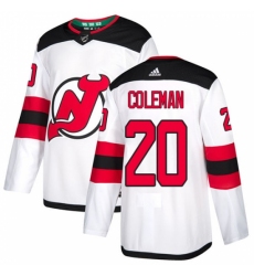 Youth Adidas New Jersey Devils #20 Blake Coleman Authentic White Away NHL Jersey