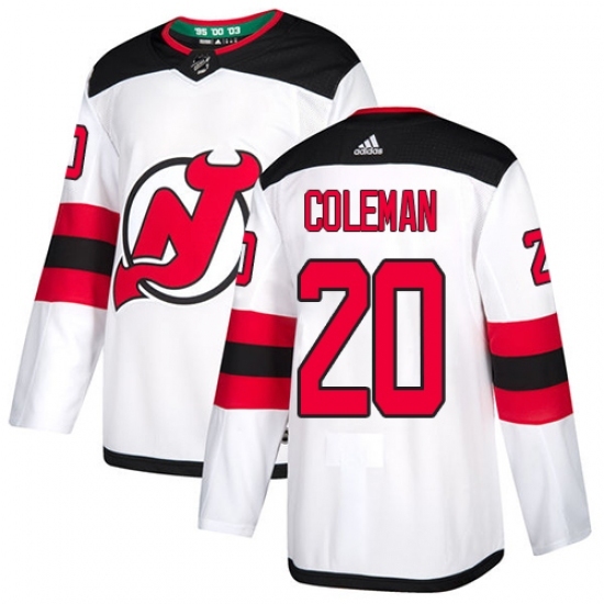 Youth Adidas New Jersey Devils #20 Blake Coleman Authentic White Away NHL Jersey Youth Adidas New Jersey Devils #20 Blake Coleman Authentic White Away NHL Jersey