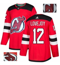 Men's Adidas New Jersey Devils #12 Ben Lovejoy Authentic Red Fashion Gold NHL Jersey