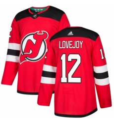 Men's Adidas New Jersey Devils #12 Ben Lovejoy Authentic Red Home NHL Jersey