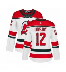 Women's Adidas New Jersey Devils #12 Ben Lovejoy Authentic White Alternate NHL Jersey