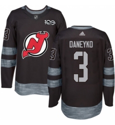 Men's Adidas New Jersey Devils #3 Ken Daneyko Authentic Black 1917-2017 100th Anniversary NHL Jersey