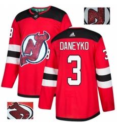 Men's Adidas New Jersey Devils #3 Ken Daneyko Authentic Red Fashion Gold NHL Jersey