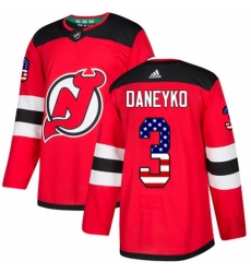 Men's Adidas New Jersey Devils #3 Ken Daneyko Authentic Red USA Flag Fashion NHL Jersey