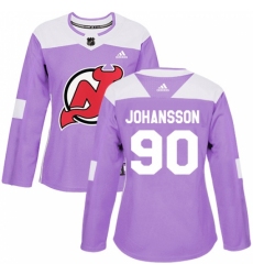 Women's Adidas New Jersey Devils #90 Marcus Johansson Authentic Purple Fights Cancer Practice NHL Jersey