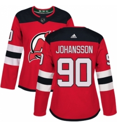 Women's Adidas New Jersey Devils #90 Marcus Johansson Authentic Red Home NHL Jersey