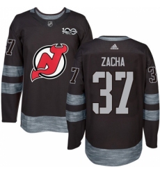 Men's Adidas New Jersey Devils #37 Pavel Zacha Authentic Black 1917-2017 100th Anniversary NHL Jersey