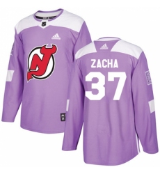 Men's Adidas New Jersey Devils #37 Pavel Zacha Authentic Purple Fights Cancer Practice NHL Jersey