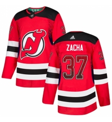 Men's Adidas New Jersey Devils #37 Pavel Zacha Authentic Red Drift Fashion NHL Jersey