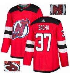 Men's Adidas New Jersey Devils #37 Pavel Zacha Authentic Red Fashion Gold NHL Jersey