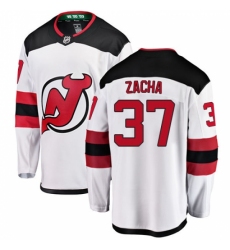 Men's New Jersey Devils #37 Pavel Zacha Fanatics Branded White Away Breakaway NHL Jersey