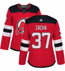 Women's Adidas New Jersey Devils #37 Pavel Zacha Authentic Red Home NHL Jersey