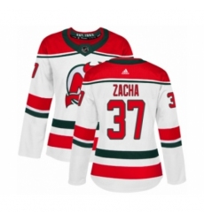 Women's Adidas New Jersey Devils #37 Pavel Zacha Authentic White Alternate NHL Jersey