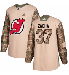 Youth Adidas New Jersey Devils #37 Pavel Zacha Authentic Camo Veterans Day Practice NHL Jersey