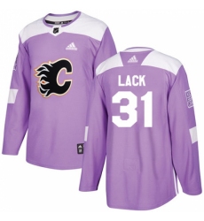 Men's Adidas Calgary Flames #31 Eddie Lack Authentic Purple Fights Cancer Practice NHL Jersey