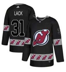 Men's Adidas New Jersey Devils #31 Eddie Lack Authentic Black Team Logo Fashion NHL Jersey