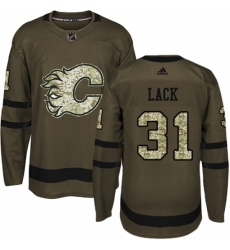 Youth Reebok Calgary Flames #31 Eddie Lack Authentic Green Salute to Service NHL Jersey
