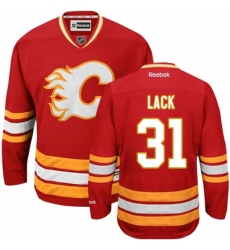 Youth Reebok Calgary Flames #31 Eddie Lack Authentic Red Third NHL Jersey