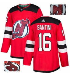 Men's Adidas New Jersey Devils #16 Steve Santini Authentic Red Fashion Gold NHL Jersey