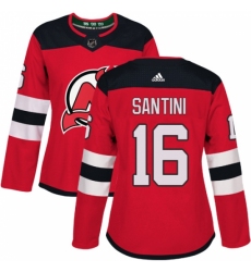 Women's Adidas New Jersey Devils #16 Steve Santini Authentic Red Home NHL Jersey
