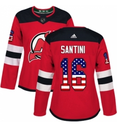 Women's Adidas New Jersey Devils #16 Steve Santini Authentic Red USA Flag Fashion NHL Jersey