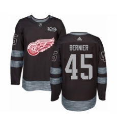 Men's Adidas Detroit Red Wings #45 Jonathan Bernier Authentic Black 1917-2017 100th Anniversary NHL Jersey