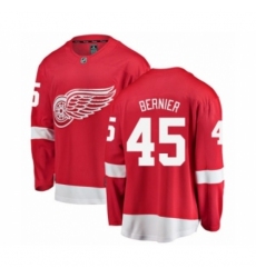Men's Detroit Red Wings #45 Jonathan Bernier Authentic Red Home Fanatics Branded Breakaway NHL Jersey