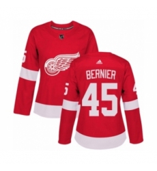 Women's Adidas Detroit Red Wings #45 Jonathan Bernier Premier Red Home NHL Jersey