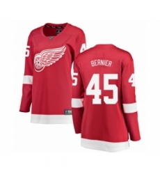 Women's Detroit Red Wings #45 Jonathan Bernier Authentic Red Home Fanatics Branded Breakaway NHL Jersey