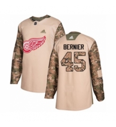 Youth Adidas Detroit Red Wings #45 Jonathan Bernier Authentic Camo Veterans Day Practice NHL Jersey