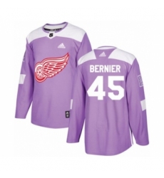 Youth Adidas Detroit Red Wings #45 Jonathan Bernier Authentic Purple Fights Cancer Practice NHL Jersey
