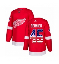 Youth Adidas Detroit Red Wings #45 Jonathan Bernier Authentic Red USA Flag Fashion NHL Jersey