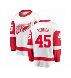 Youth Detroit Red Wings #45 Jonathan Bernier Authentic White Away Fanatics Branded Breakaway NHL Jersey