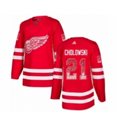 Men's Adidas Detroit Red Wings #21 Dennis Cholowski Authentic Red Drift Fashion NHL Jersey