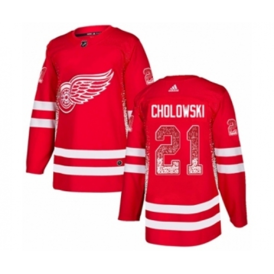 Men's Adidas Detroit Red Wings #21 Dennis Cholowski Authentic Red Drift Fashion NHL Jersey Men's Adidas Detroit Red Wings #21 Dennis Cholowski Authentic Red Drift Fashion NHL Jersey