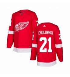 Men's Adidas Detroit Red Wings #21 Dennis Cholowski Authentic Red Home NHL Jersey