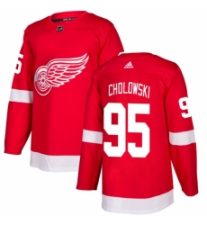 Men's Adidas Detroit Red Wings #95 Dennis Cholowski Authentic Red Home NHL Jersey