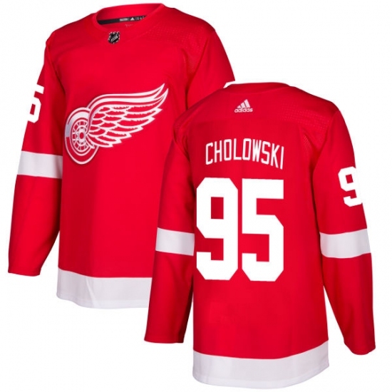 Men's Adidas Detroit Red Wings #95 Dennis Cholowski Authentic Red Home NHL Jersey Men's Adidas Detroit Red Wings #95 Dennis Cholowski Authentic Red Home NHL Jersey