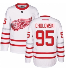 Men's Reebok Detroit Red Wings #95 Dennis Cholowski Authentic White 2017 Centennial Classic NHL Jersey Men's Reebok Detroit Red Wings #95 Dennis Cholowski Authentic White 2017 Centennial Classic NHL Jersey